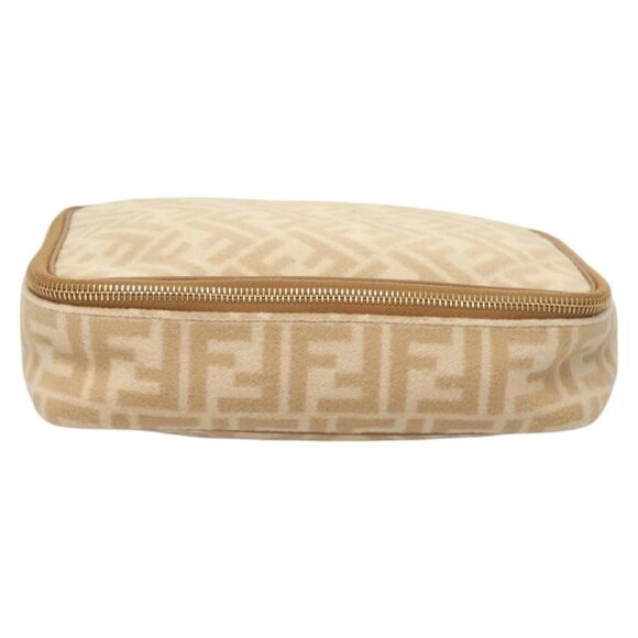 Authentic FENDI Zucca Canvas Vanity Pouch Beige Gold bst551-112825 - Picture 1 of 16